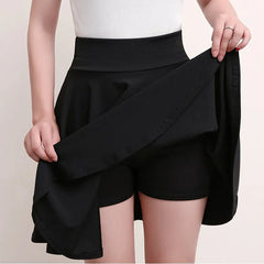 High Waist Plain Mini A-Line Skort