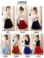 High Waist Plain Mini A-Line Skort
