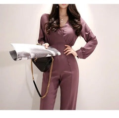 Long-Sleeve Wide-Leg Jumpsuit