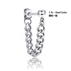 Unisex Stainless-Steel Chained Earring