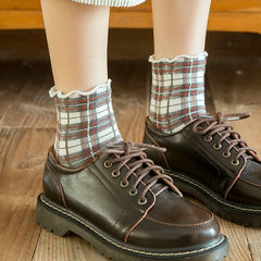 Set of 4: Plaid Crew Socks