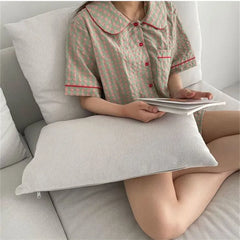 Pajama Set: Short-Sleeve Gingham Shirt + Shorts
