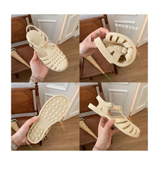 Faux Leather Cutout Slingback Roman Sandals