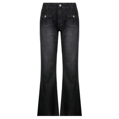 Low Waist Washed Vintage Bootcut Jeans