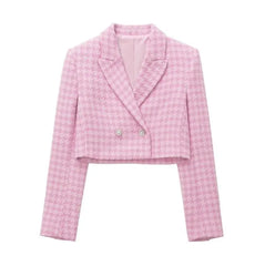 Double Breasted Houndstooth Blazer / Mid Rise Skort