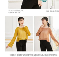 Long-Sleeve Sheer Dance Top