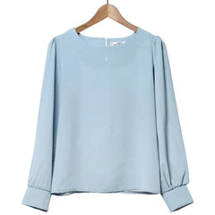 Long-Sleeve Plain Blouse