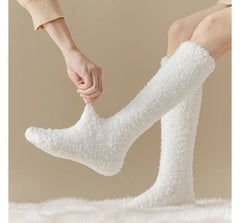 Set of 2 Pairs: Plain Fleece Knee High Socks