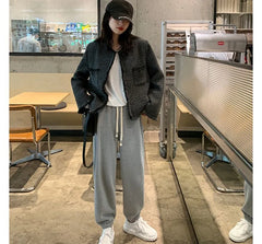 Drawstring Waist Plain Harem Sweatpants