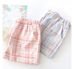 Drawstring Waist Plaid Loose Fit Lounge Pants