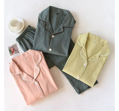 Pajama Set: Long-Sleeve Button-Up Top + Pants (Various Designs)