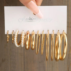 Set Of 6: Alloy Hoop Earring