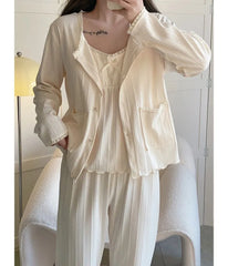 Lace Trim Pajama Camisole Top / Light Jacket / Pants / Shorts / Set