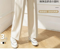 High-Waist Plain Self-Tie Wide-Leg Suit Pants