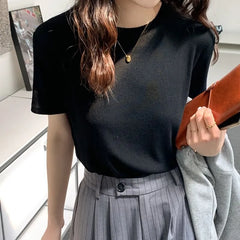 Short-Sleeve Round Neck Plain T-Shirt