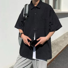 Oversized Pocket-Front Plain Shirt
