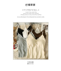 Lace-Trim Camisole Top with Pads in 5 Colors