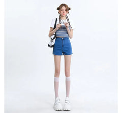 Mid Rise Denim Hot Pants