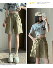 High Waist Wide Leg Cargo Shorts