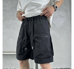 Drawstring Waist Plain Cargo Shorts
