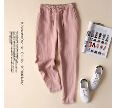 Drawstring Waist Plain Slim Fit Pants