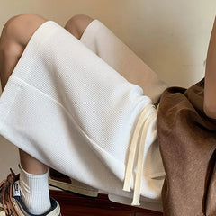 Drawstring Waist Plain Sweat Shorts
