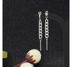 Stud Chain Asymmetrical Stainless Steel Dangle Earring