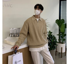 Plain Half Zip Polo Sweater