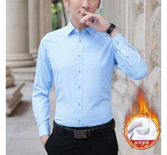 Long-Sleeve Plain Button-Up Shirt