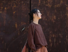 Long-Sleeve Crew Neck Plain Tee