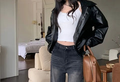 Low Rise Washed Wide Leg Jeans