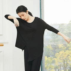 Long-Sleeve Plain Asymmetrical Dance T-Shirt