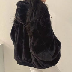 Plain Hooded Fleece-Lined Zip Jacket