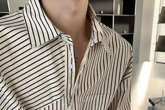 Long-Sleeve Striped Asymmetrical Shirt