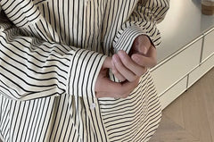 Long-Sleeve Striped Asymmetrical Shirt
