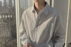 Long-Sleeve Striped Asymmetrical Shirt