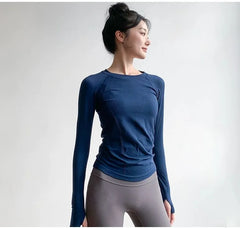 Long-Sleeve Crewneck Plain Sports Top