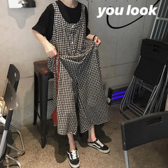 Sleeveless Plaid Wide Leg Jumpsuit