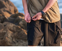 Elbow-Sleeve Half Zip Pocketed Plain Polo Shirt