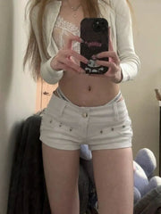 Low Rise Denim Hot Pants