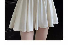 High Rise Plain Mini A-Line Skirt