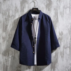 3/4-Sleeve Plain Shirt