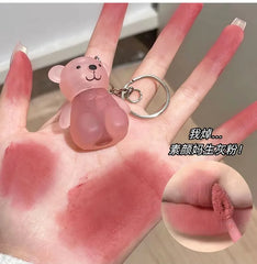 Cute Bear Keychain Velvet Lip Mud - 6 Colors