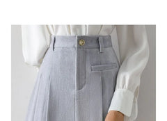 High Waist Plain Pleated Mini A-Line Skirt