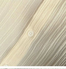 Long-Sleeve Plain Crinkle Button-Up Shirt