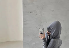Long-Sleeve Plain Hooded Drawstring Romper