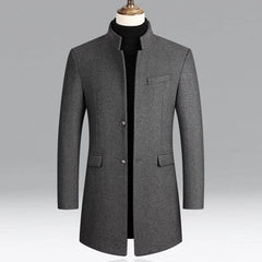Stand Collar Plain Button Coat