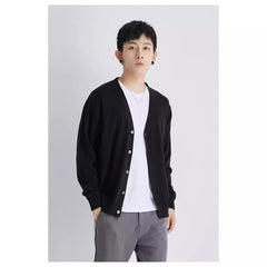 V-Neck Plain Button-Up Cardigan