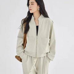 Set: Zip-Up Jacket + High Waist Wide Leg Sweatpants