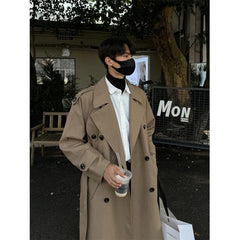 Collared Plain Midi Double Breasted Trench Coat